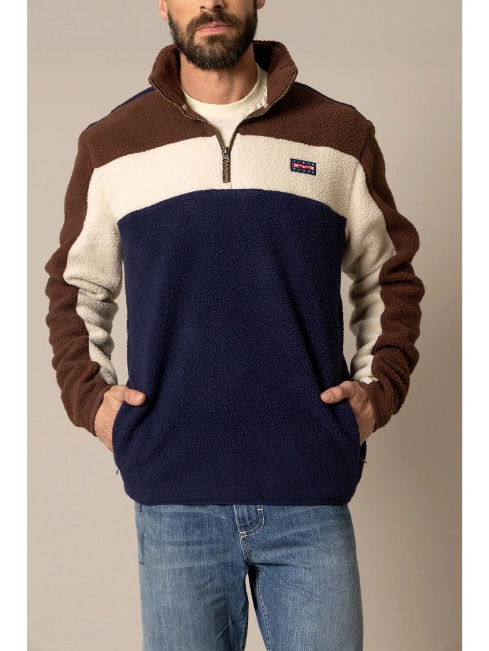 Kimes Ranch Men's 2XL Quarter Zip JMJ Sherpa Pullover Sweatshirt Navy
